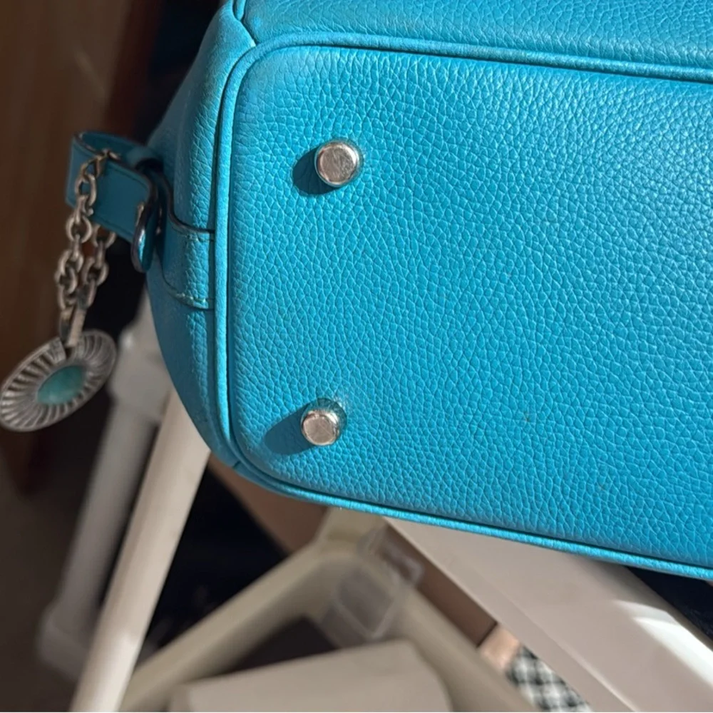 Coach Teal Leather Shoulder Bag 000541 - Picture 4 of 6